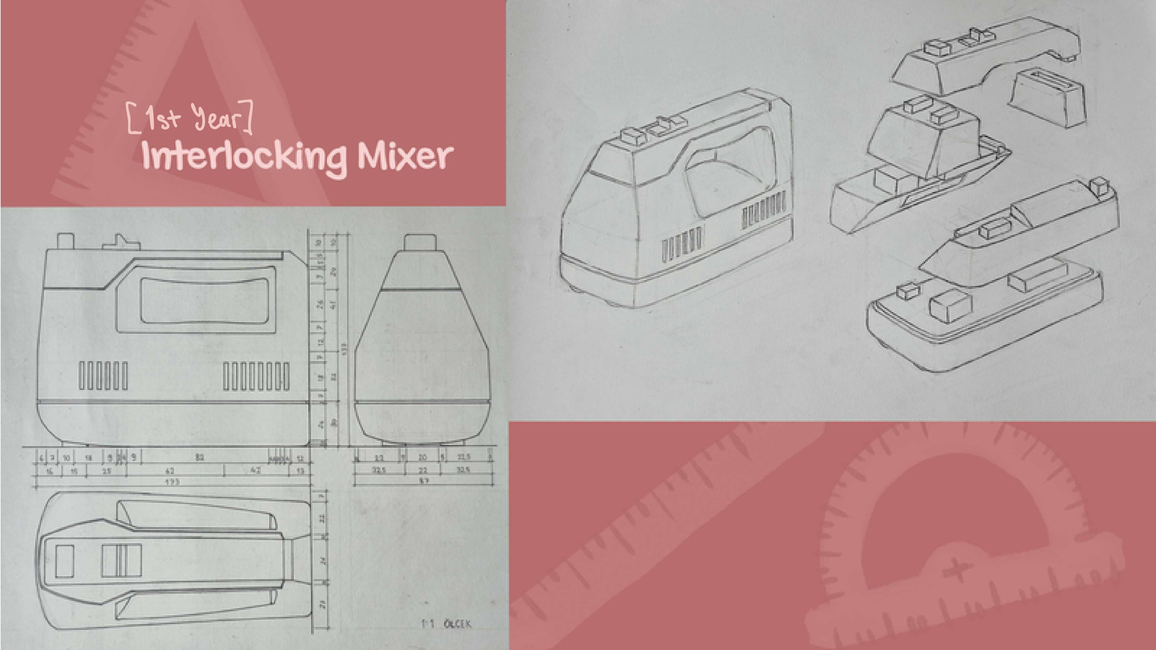 Interlocking mixer — exploded study