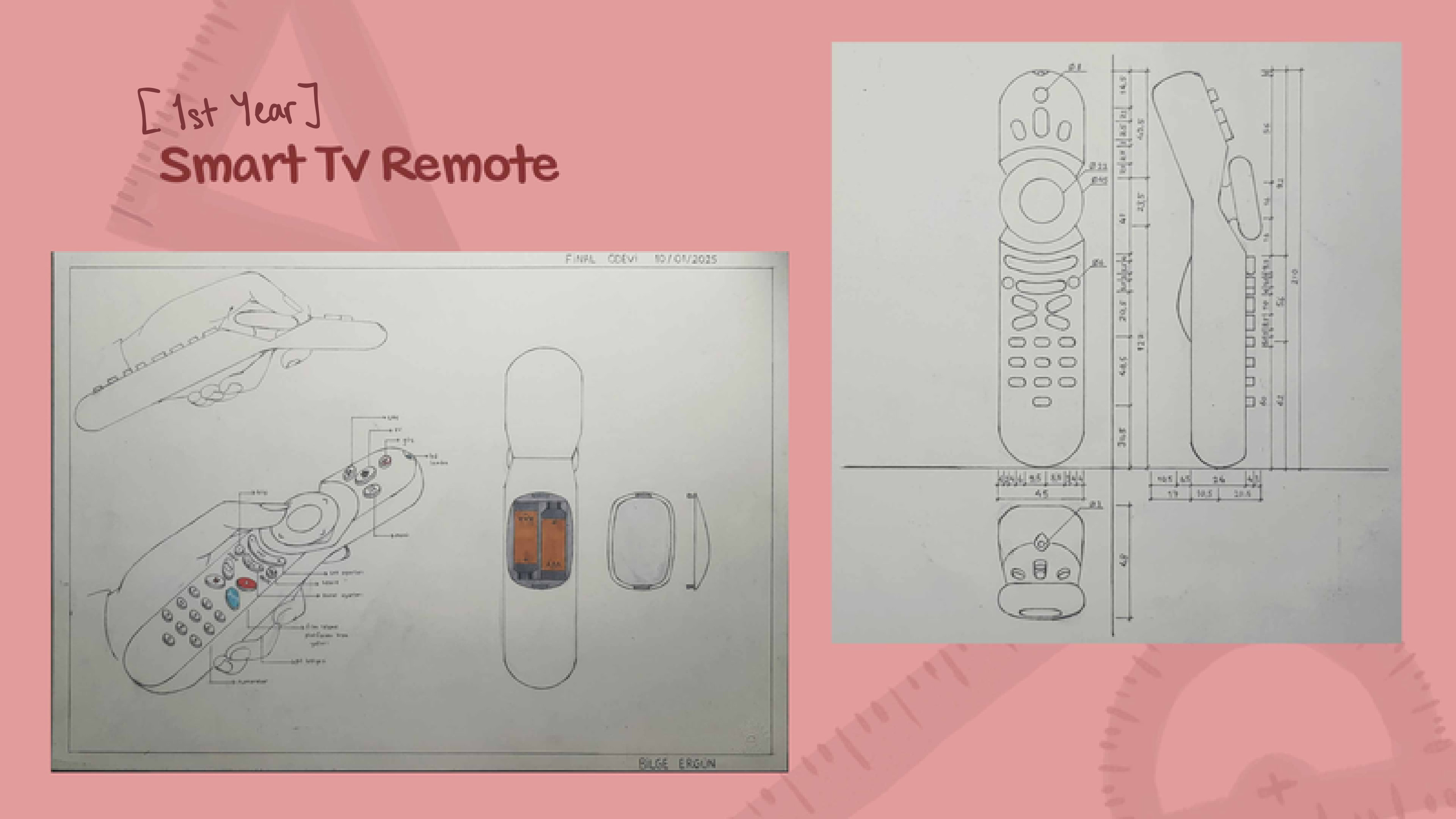Smart TV remote technical drawing